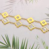 Magnetic Clover Bracelet for Women Girls Lucky Four-leaf Clovers with 5pcs Magnets Arthritis Pain Relief Titanium Steel Adjustable Bracelets Girls Womens Mother's Day Anniversary Jewelry Gift