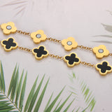 Magnetic Clover Bracelet for Women Girls Lucky Four-leaf Clovers with 5pcs Magnets for Arthritis, Carpal Tunnel Titanium Steel Adjustable Bracelets Girls Womens Mother's Day Anniversary Jewelry Gift