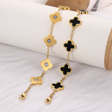 Magnetic Clover Bracelet for Women Girls Lucky Four-leaf Clovers with 5pcs Magnets for Arthritis, Carpal Tunnel Titanium Steel Adjustable Bracelets Girls Womens Mother's Day Anniversary Jewelry Gift