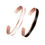 MagEnergy Magnetic Copper Bracelet for Women 6.3inches Adjustablet Copper Bracelet-2PCK(Black and White)…