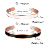MagEnergy Magnetic Copper Bracelet for Women 6.3inches Adjustablet Copper Bracelet-2PCK(Black and White)…