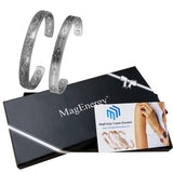 MagEnergy Magnetic Copper Bracelet for Women Men 6.8inch Adjustable to Fit Most Wrist-2PCK (Plum Blossom-Cross Bracelet)