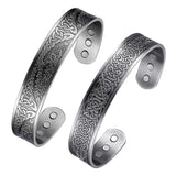 MagEnergy Copper Bracelets for Men for Viking Jewelry Magnetic 7.5inches Adjustable Bracelets for Dad Birthday Gifts, Pack of 2