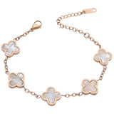 Magnetic Clover Bracelet Four-Leaf Clover Five-Flower Bracelet for  Lymph Detox Arthritis Pain Relief Female Clover Peacock White Fritillary 18k Rose Gold Bracelet Fashion White Clover