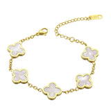 Magnetic Clover Bracelet for Women Girls Lucky Four-leaf Clovers with 5pcs Magnets Arthritis Pain Relief Titanium Steel Adjustable Bracelets Girls Womens Mother's Day Anniversary Jewelry Gift