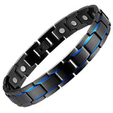 Black and Blue Stainless Steel Magnetic Bracelet For Men