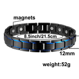 Black and Blue Stainless Steel Magnetic Bracelet For Men