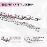 MagEnergy Lymphatic Drainage Magnetic Bracelets for Women Titanium Steel Magnetic Wristbands with Elegant Love Heart Shape Design, Lovely Gift Box with an Adjustment Tool(Heart Purple)