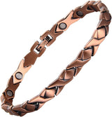 MagEnergy Pure Copper Magnetic Bracelet for Women Copper Wristband with 3500 Gauss Magnets Adjustable Jewelry Gifts (Copper Cross)