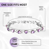 MagEnergy Lymphatic Drainage Magnetic Bracelets for Women Titanium Steel Magnetic Wristbands with Elegant Love Heart Shape Design, Lovely Gift Box with an Adjustment Tool(Heart Purple)