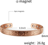 MagEnergy Copper Bracelets for Women for Pain Relief, Magnetic Pure Copper Bracelet Ring Set with 3500 Gauss Magnets, Adjustable Copper Health Jewelry Gifts
