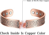 MagEnergy Copper Bracelet for Men 99.9% Pure Copper Magnetic Bangles with 6pcs 3500 Gauss Magnets Adjustable Jewelry Gift