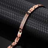 MagEnergy Copper Magnetic Bracelet and Rings for Women, Magnetic Bracelet & Rings with 3500 Gauss Magnets,Adjustable Link Bracelet Copper Ring Jewelry Gifts with Sizing Tool