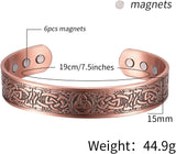 MagEnergy Copper Bracelet for Men 99.9% Pure Copper Magnetic Bangles with 6pcs 3500 Gauss Magnets Adjustable Jewelry Gift