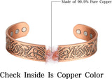 MagEnergy Copper Bracelet for Men 99.9% Pure Copper Magnetic Bangles with 6pcs 3500 Gauss Magnets Adjustable Jewelry Gift