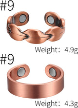 MagEnergy Copper Magnetic Bracelet and Rings for Women, Magnetic Bracelet & Rings with 3500 Gauss Magnets,Adjustable Link Bracelet Copper Ring Jewelry Gifts with Sizing Tool
