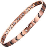 MagEnergy Copper Magnetic Bracelet and Rings for Women, Magnetic Bracelet & Rings with 3500 Gauss Magnets,Adjustable Link Bracelet Copper Ring Jewelry Gifts with Sizing Tool