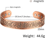 MagEnergy Copper Bracelet for Men 99.9% Pure Copper Magnetic Bangles with 6pcs 3500 Gauss Magnets Adjustable Jewelry Gift