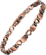MagEnergy Pure Copper Magnetic Bracelet for Women Copper Wristband with 3500 Gauss Magnets Adjustable Jewelry Gifts (Copper Cross)