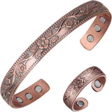 MagEnergy Copper Bracelets for Women for Pain Relief, Magnetic Pure Copper Bracelet Ring Set with 3500 Gauss Magnets, Adjustable Copper Health Jewelry Gifts