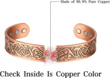 MagEnergy Copper Bracelet for Men 99.9% Pure Copper Magnetic Bangles with 6pcs 3500 Gauss Magnets Adjustable Jewelry Gift