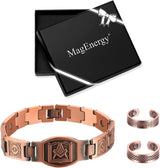 MagEnergy Copper Bracelet for Men for Joint Pain 99.9% Pure Copper Magnetic Bracelet Adjustable Jewelry Gifts with Sizing Tool