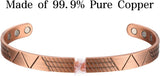 MagEnergy Copper Bracelets for Women 99.9% Pure Copper Magnetic Bracelet Adjustable Bangle Gift Box