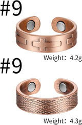 MagEnergy Copper Rings for Men Women, Magnetic Therapy for Arthritis and Joint Pain, 99.9% Pure Copper with Magnets Adjustable Ring for Fingers Thumb-2PCS
