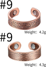 MagEnergy Copper Rings for Men Women, Magnetic Therapy for Arthritis and Joint Pain, 99.9% Pure Copper with Magnets Adjustable Ring for Fingers Thumb-2PCS