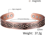 MagEnergy Copper Bracelet for Men 99.9% Pure Copper Magnetic Bangles with 6pcs 3500 Gauss Magnets Adjustable Jewelry Gift