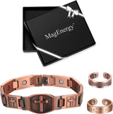 MagEnergy Copper Bracelet for Men for Joint Pain 99.9% Pure Copper Magnetic Bracelet Adjustable Jewelry Gifts with Sizing Tool