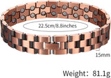 MagEnergy Copper Bracelet for Men 99.9% Pure Copper Magnetic Bracelet with 2 Row Magnets Adjustable Bracelet Length with Sizing Tool