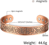 MagEnergy Copper Bracelet for Men 99.9% Pure Copper Magnetic Bangles with 6pcs 3500 Gauss Magnets Adjustable Jewelry Gift