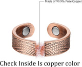 MagEnergy Copper Rings for Men Women, Magnetic Therapy for Arthritis and Joint Pain, 99.9% Pure Copper with Magnets Adjustable Ring for Fingers Thumb-2PCS