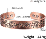 MagEnergy Copper Bracelet for Men 99.9% Pure Copper Magnetic Bangles with 6pcs 3500 Gauss Magnets Adjustable Jewelry Gift