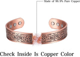 MagEnergy Copper Bracelet for Men 99.9% Pure Copper Magnetic Bangles with 6pcs 3500 Gauss Magnets Adjustable Jewelry Gift