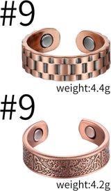 MagEnergy Copper Rings for Men Women, Magnetic Therapy for Arthritis and Joint Pain, 99.9% Pure Copper with Magnets Adjustable Ring for Fingers Thumb-2PCS