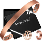 MagEnergy Copper Bracelets for Women 99.9% Pure Copper Magnetic Bracelet Adjustable Bangle Gift Box