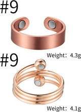MagEnergy Copper Magnetic Bracelet and Rings for Women, Magnetic Bracelet & Rings with 3500 Gauss Magnets,Adjustable Link Bracelet Copper Ring Jewelry Gifts with Sizing Tool