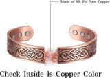 MagEnergy Copper Bracelet for Men 99.9% Pure Copper Magnetic Bangles with 6pcs 3500 Gauss Magnets Adjustable Jewelry Gift