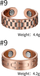 MagEnergy Copper Bracelet for Men 99.9% Pure Copper Magnetic Bangles with 6pcs 3500 Gauss Magnets Adjustable Jewelry Gift
