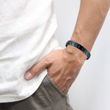 Black and Blue Stainless Steel Magnetic Bracelet For Men