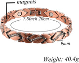 MagEnergy Copper Magnetic Bracelet and Rings for Women, Magnetic Bracelet & Rings with 3500 Gauss Magnets,Adjustable Link Bracelet Copper Ring Jewelry Gifts with Sizing Tool