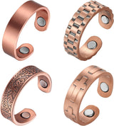 MagEnergy Copper Rings for Men Women, Magnetic Therapy for Arthritis and Joint Pain, 99.9% Pure Copper with Magnets Adjustable Ring for Fingers Thumb-2PCS