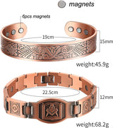 MagEnergy Copper Bracelet for Men for Joint Pain 99.9% Pure Copper Magnetic Bracelet Adjustable Jewelry Gifts with Sizing Tool
