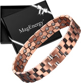 MagEnergy Copper Bracelet for Men 99.9% Pure Copper Magnetic Bracelet with 2 Row Magnets Adjustable Bracelet Length with Sizing Tool