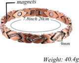 MagEnergy Copper Magnetic Bracelet and Rings for Women, Magnetic Bracelet & Rings with 3500 Gauss Magnets,Adjustable Link Bracelet Copper Ring Jewelry Gifts with Sizing Tool