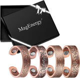 MagEnergy Copper Rings for Men Women, Magnetic Therapy for Arthritis and Joint Pain, 99.9% Pure Copper with Magnets Adjustable Ring for Fingers Thumb-2PCS