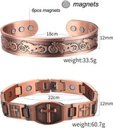 MagEnergy Copper Bracelet for Men for Joint Pain 99.9% Pure Copper Magnetic Bracelet Adjustable Jewelry Gifts with Sizing Tool