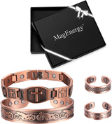 MagEnergy Copper Bracelet for Men for Joint Pain 99.9% Pure Copper Magnetic Bracelet Adjustable Jewelry Gifts with Sizing Tool